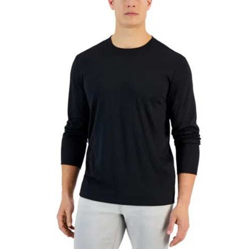 Alfani Alfatech Mens 3XL Long Sleeve Crewneck T-Shirt Deep Black Stretch